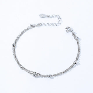 Bracciale Ailmay semplice e lucido in argento sterling 925 con doppio strato di zirconi per donna, elegante bracciale a catena, gioielli da sposa