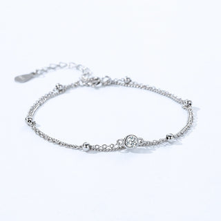Bracciale Ailmay semplice e lucido in argento sterling 925 con doppio strato di zirconi per donna, elegante bracciale a catena, gioielli da sposa