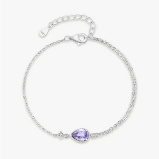 Bracciale Ailmay in argento sterling 925 con zirconi color lavanda a forma di pera, per donna, gioiello raffinato, regalo di nozze