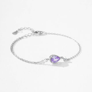 Bracciale Ailmay in argento sterling 925 con zirconi color lavanda a forma di pera, per donna, gioiello raffinato, regalo di nozze