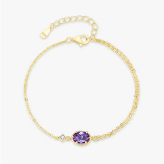 Bracciale Ailmay in argento sterling 925 con zirconi ovali viola color oro per donna, braccialetti di design alla moda, braccialetti da sposa di lusso