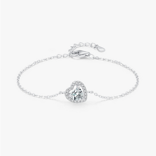 Bracciale Ailmay in argento sterling 925 con elegante catena a maglie in zircone a forma di cuore da 1,0 ct, per donna, romantico, gioiello per matrimonio e fidanzamento.