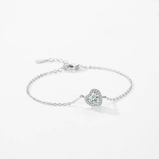 Bracciale Ailmay in argento sterling 925 con elegante catena a maglie in zircone a forma di cuore da 1,0 ct, per donna, romantico, gioiello per matrimonio e fidanzamento.