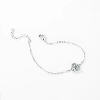 Bracciale Ailmay in argento sterling 925 con elegante catena a maglie in zircone a forma di cuore da 1,0 ct, per donna, romantico, gioiello per matrimonio e fidanzamento.